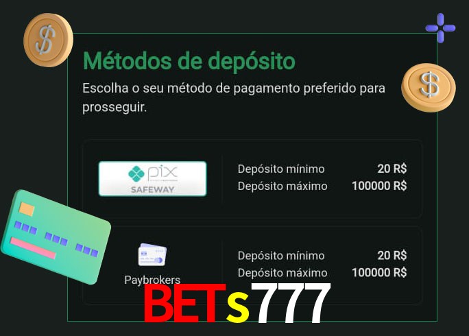 O cassino bets777 oferece uma grande variedade de métodos de pagamento